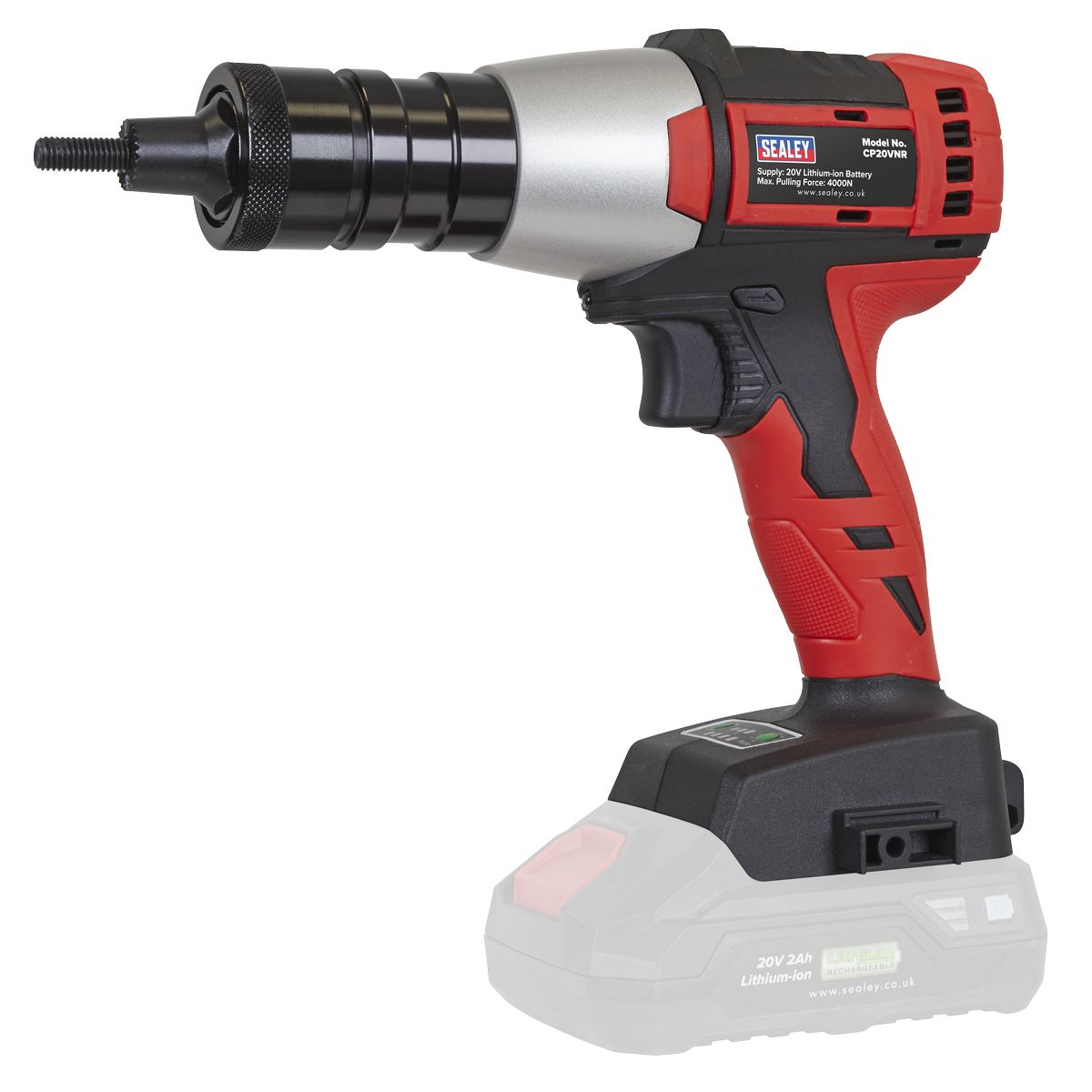 Sealey SV20 Series Brushless Cordless Nut Riveter 20V - 2 Batteries - Image 5