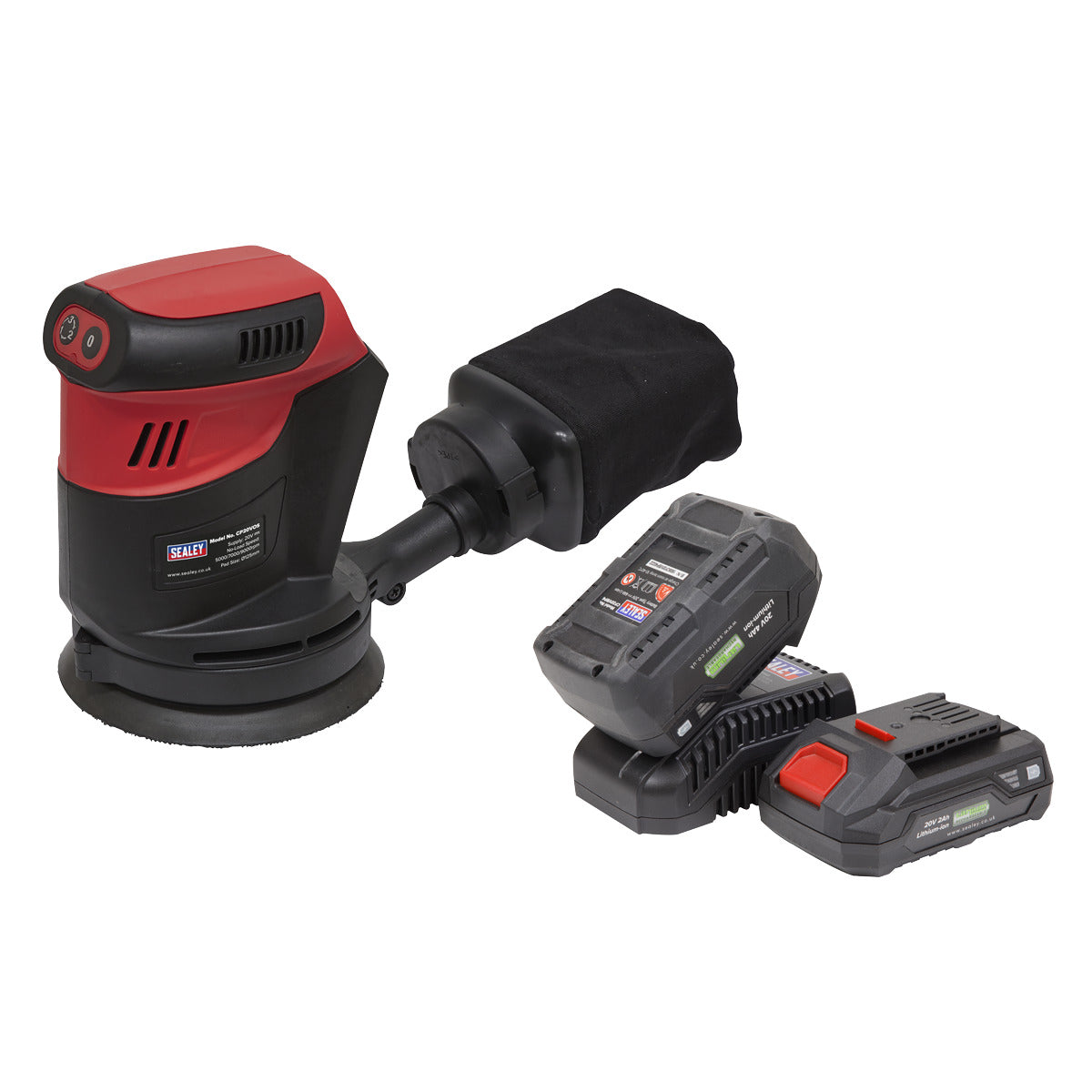 Sealey SV20 Series 125mm Cordless Orbital Palm Sander Kit 20V - 2 Batteries CP20VOSKIT