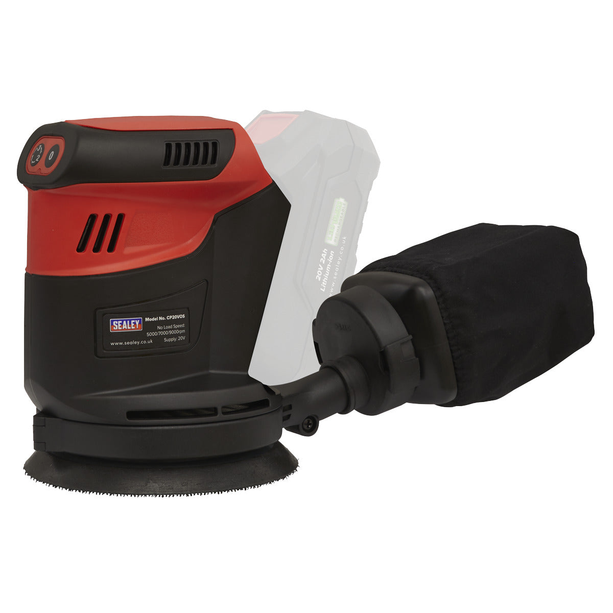 Sealey SV20 Series 125mm Cordless Orbital Palm Sander 20V 2Ah CP20VOSKIT1