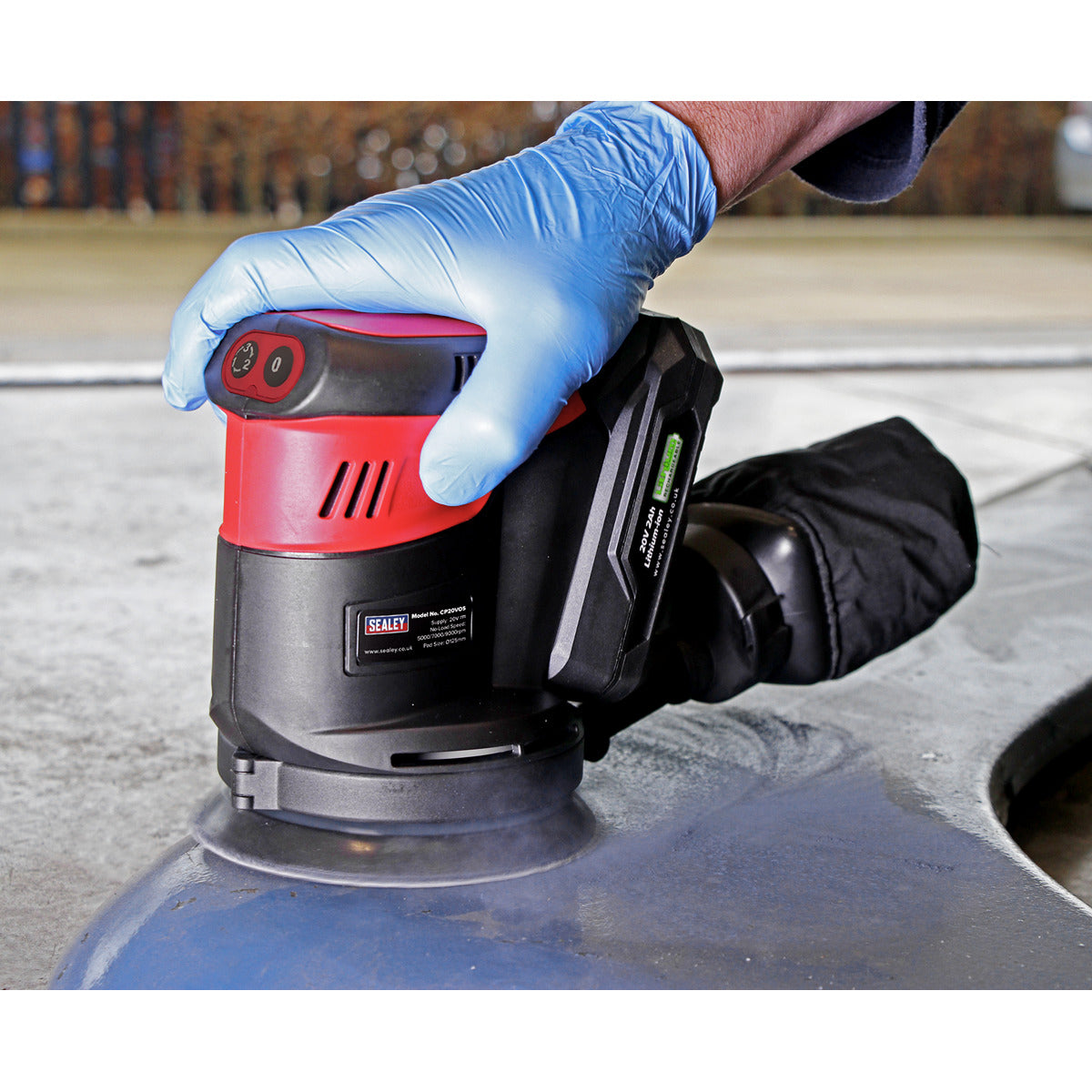 Sealey SV20 Series 125mm Cordless Orbital Palm Sander 20V 2Ah CP20VOSKIT1