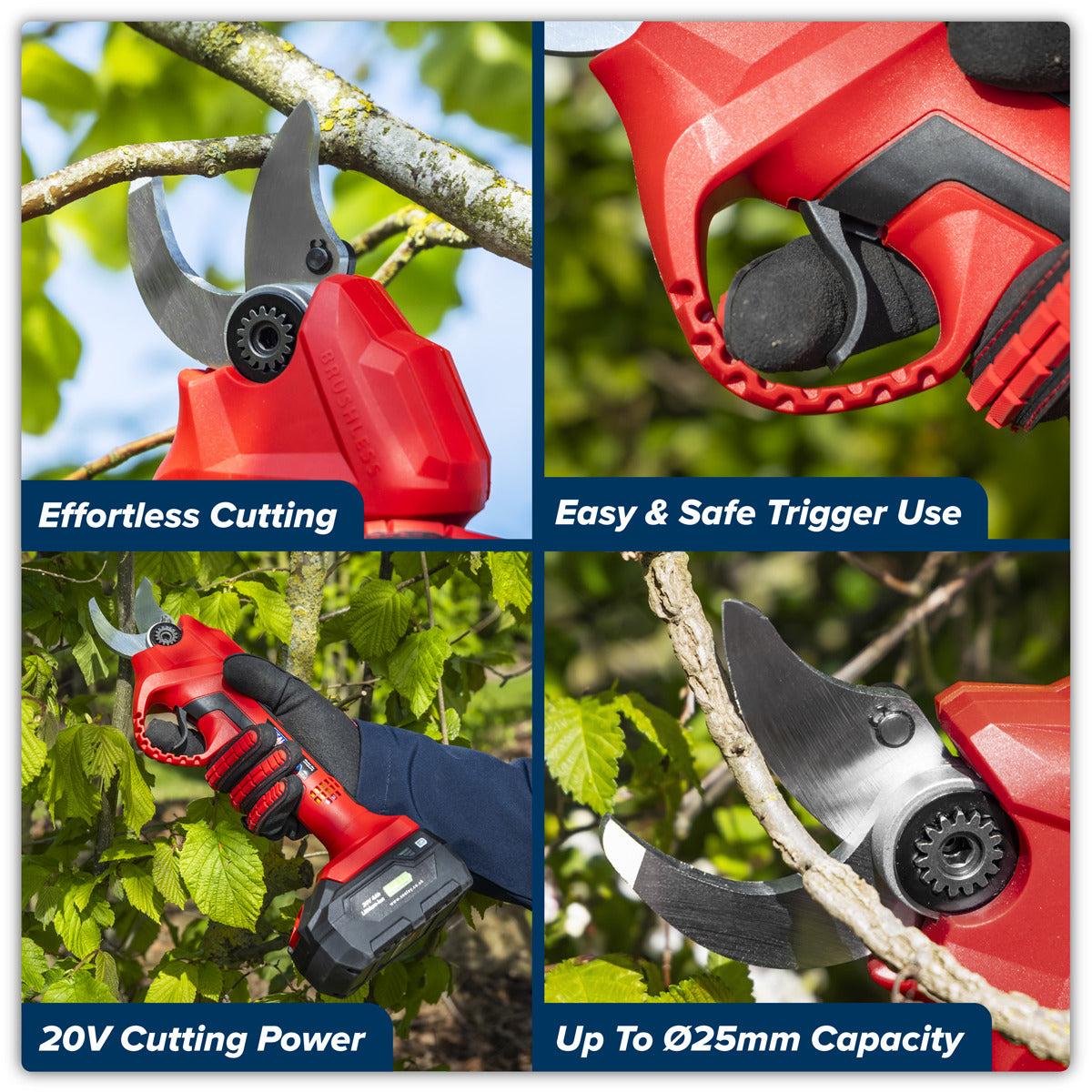 Sealey SV20 Series Brushless Cordless Pruning Shears Kit 20V 2Ah - 2 Batteries CP20VPSKIT