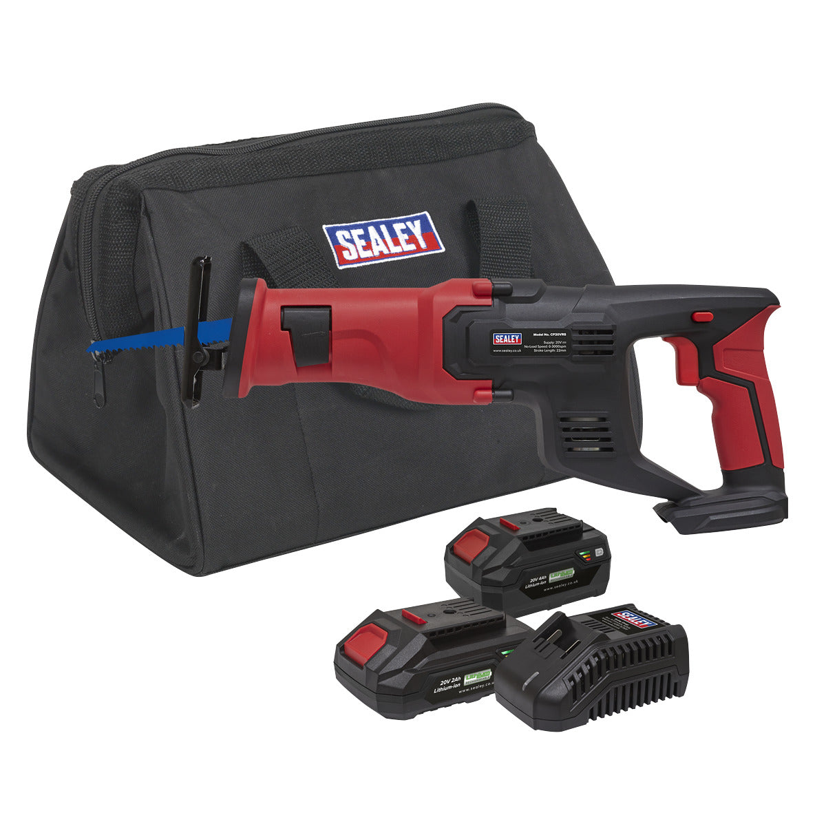 Sealey SV20 Series Cordless Reciprocating Saw 20V - 2 Batteries CP20VRSKIT