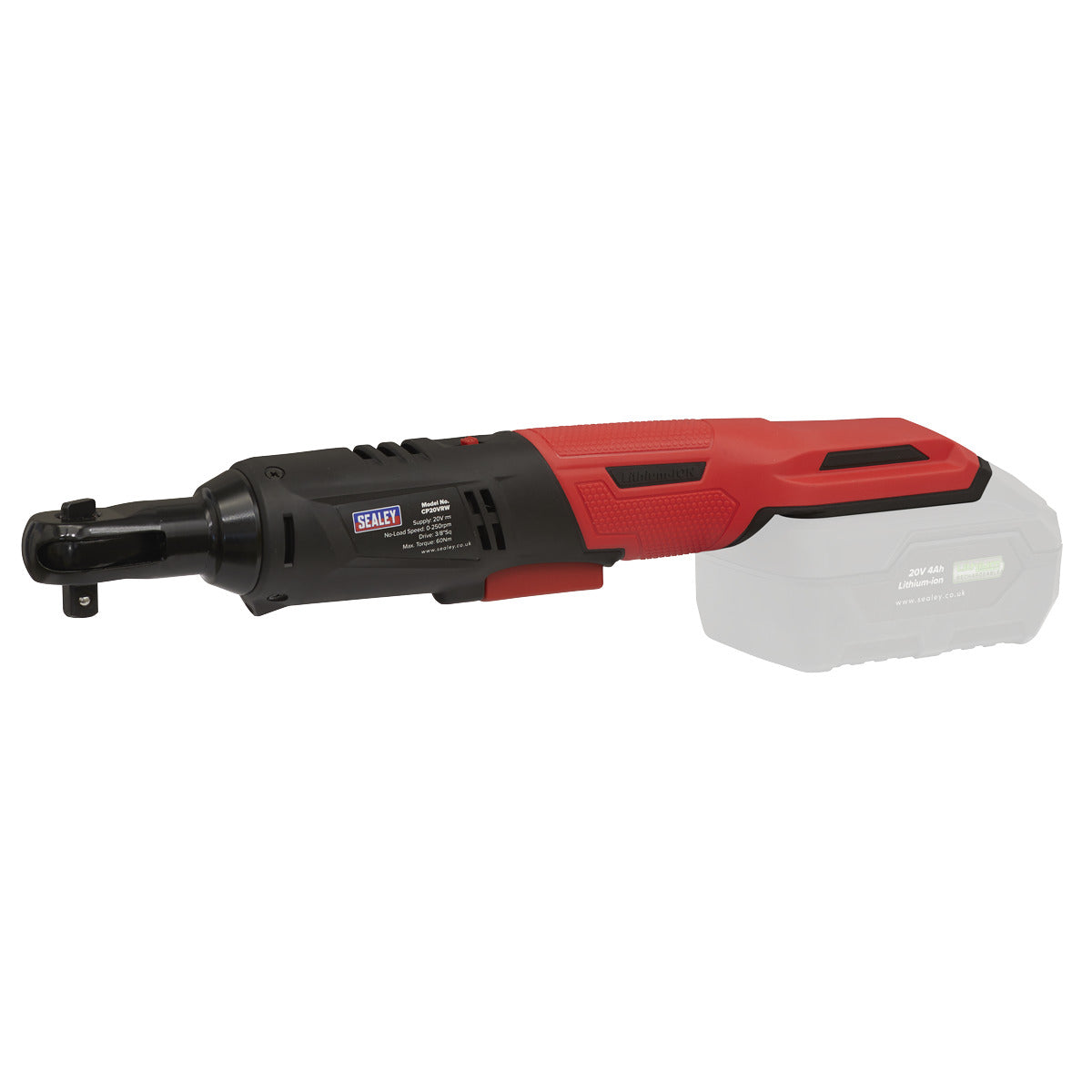 Sealey SV20 Series 3/8"Sq Drive Cordless Ratchet Wrench Kit 60Nm 20V 4Ah - 2 Batteries CP20VRWKIT