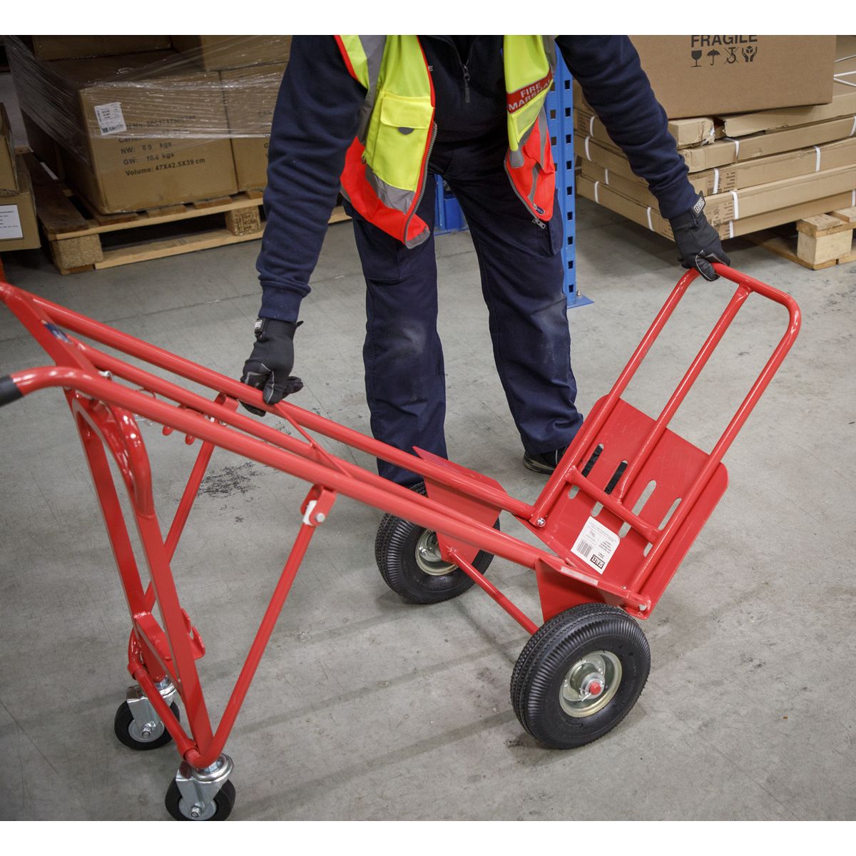 Sealey 3-in-1 Sack Truck with Pneumatic Tyres 250kg Capacity - Image 4