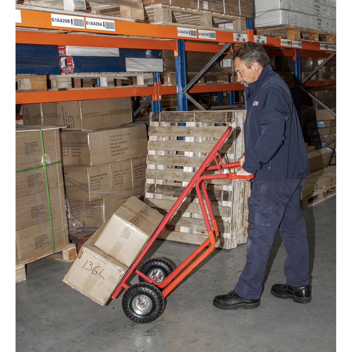 Sealey Sack Truck with Pneumatic Tyres 300kg Capacity - Image 5