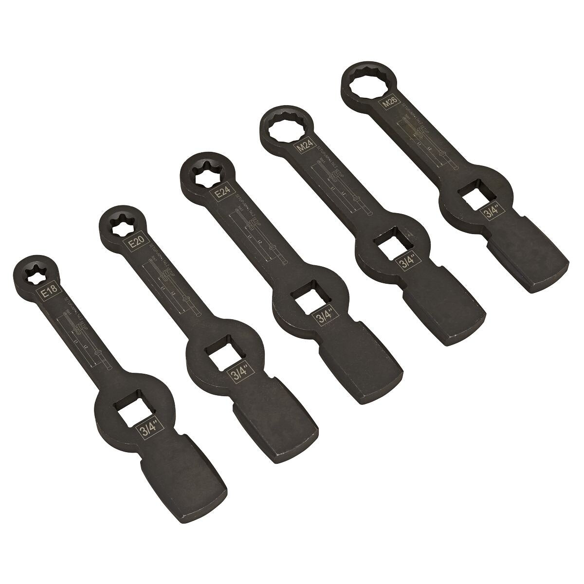 Sealey Brake Caliper Slogging Wrench Set 5pc - Image 6