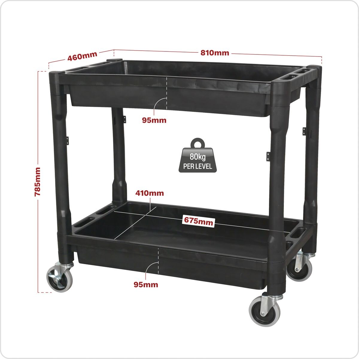 Sealey Composite Heavy-Duty Trolley 2-Level - Image 2