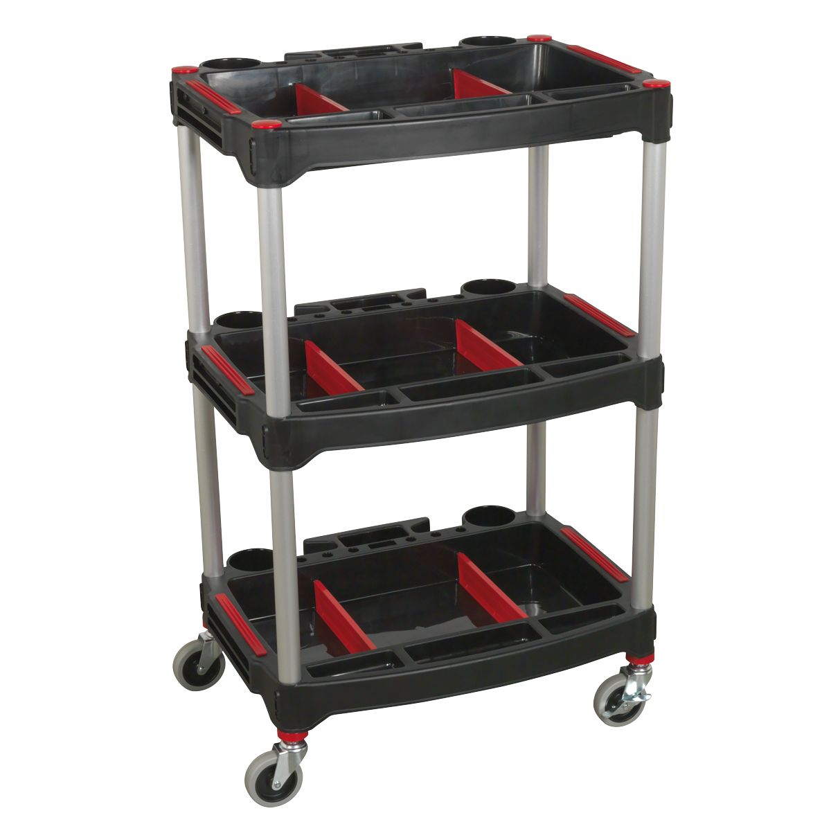 Sealey Composite Workshop Trolley with Parts Storage 3-Level - Image 1