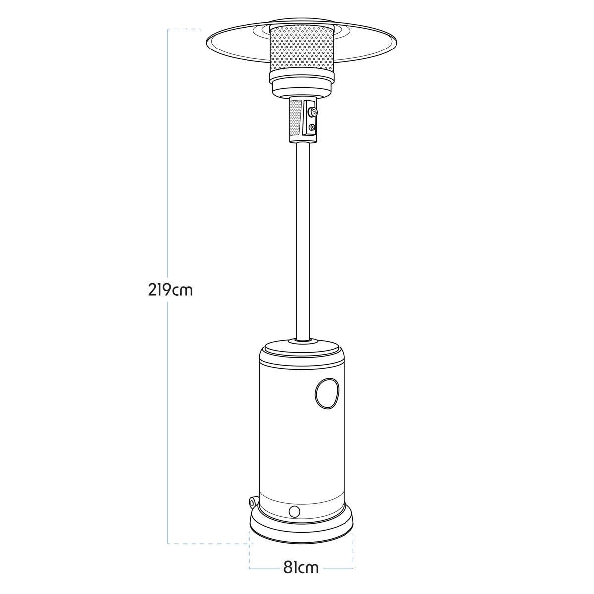 Dellonda Outdoor Garden Gas Patio Heater 13kW Commercial & Domestic Use, Black DG1