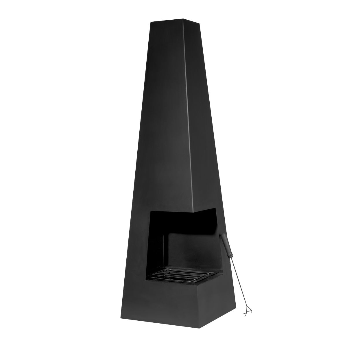 Dellonda Chiminea, Wood Burner, Heater for Outdoors W45cm x H150cm - Black Steel - Image 1