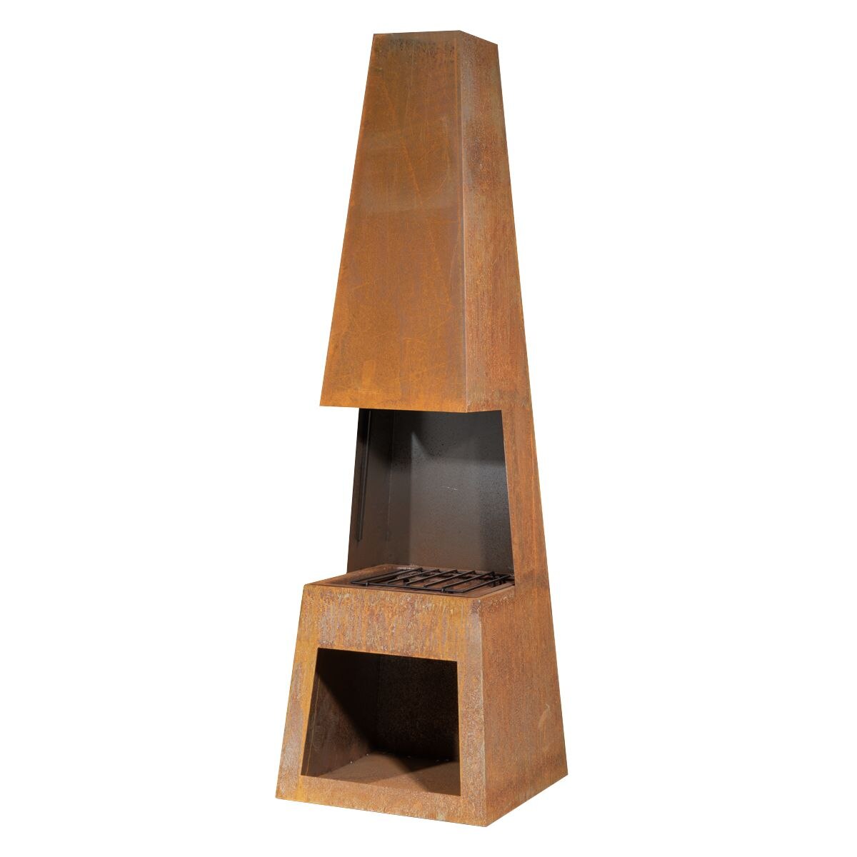 Dellonda Outdoor Chiminea Fireplace Heater Firewood Storage - Corten Steel - Image 8