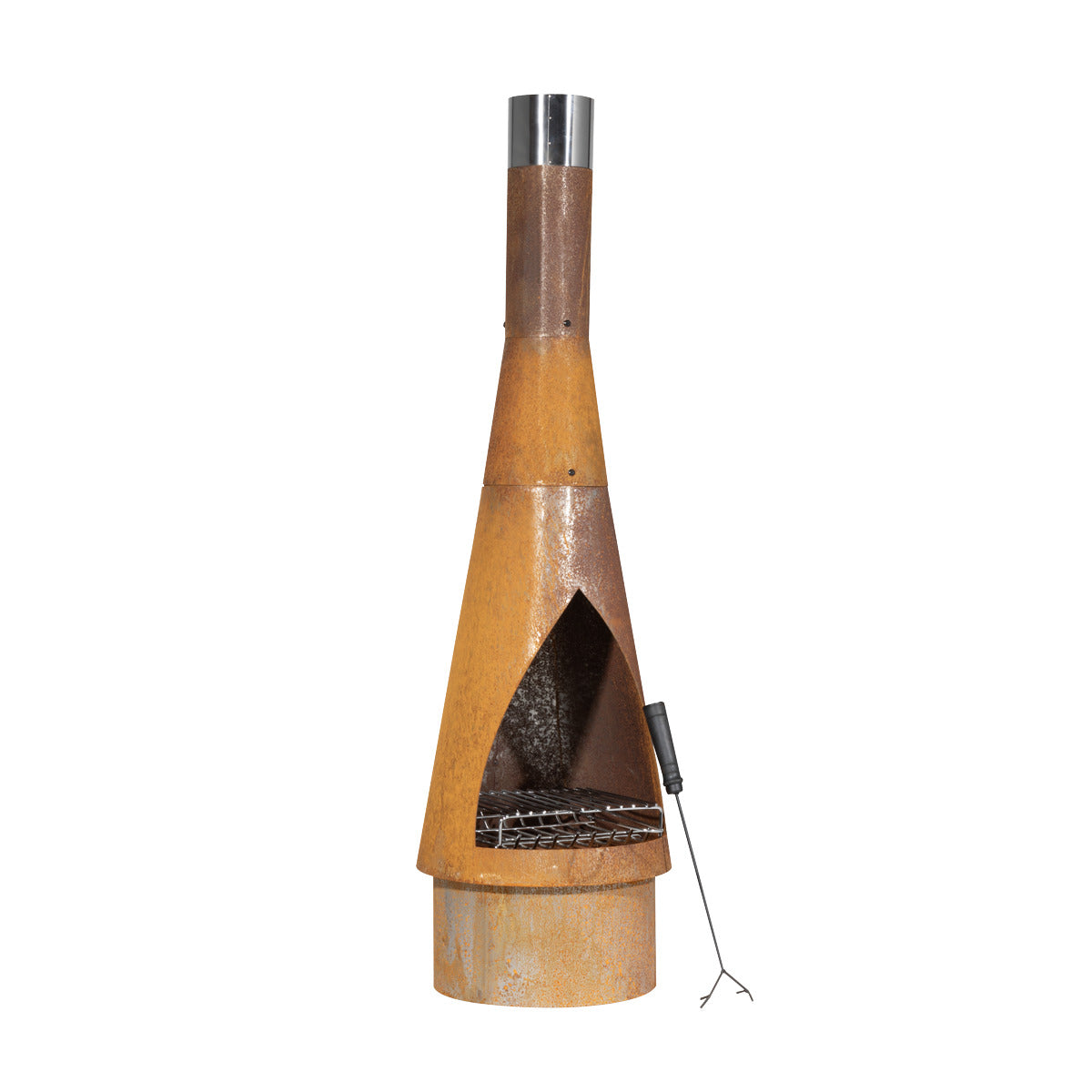 Dellonda Outdoor/Garden/Patio Conical Chiminea, Fireplace, Fire Pit, Heater, H127cm - Corten Steel DG110