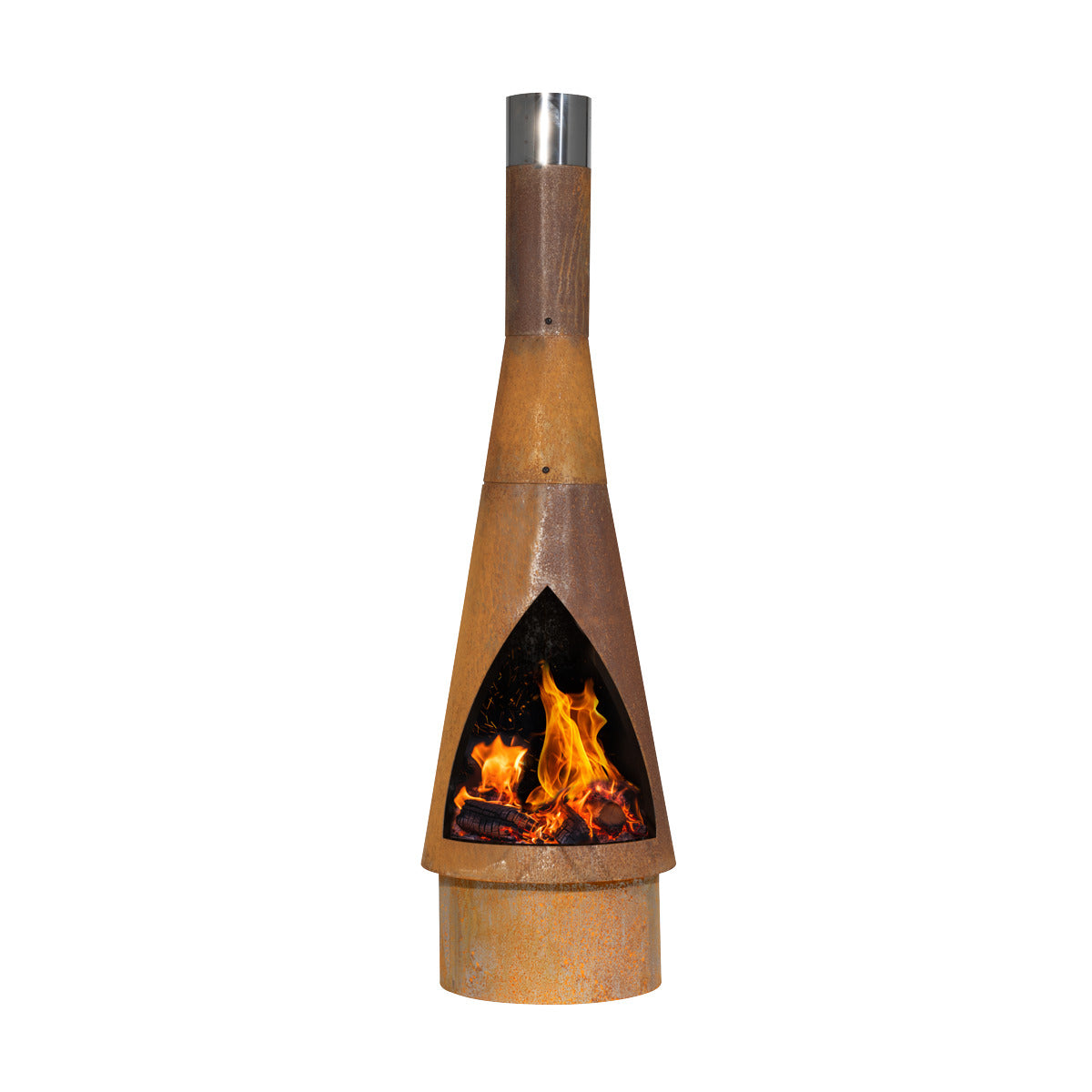 Dellonda Outdoor/Garden/Patio Conical Chiminea, Fireplace, Fire Pit, Heater, H127cm - Corten Steel DG110