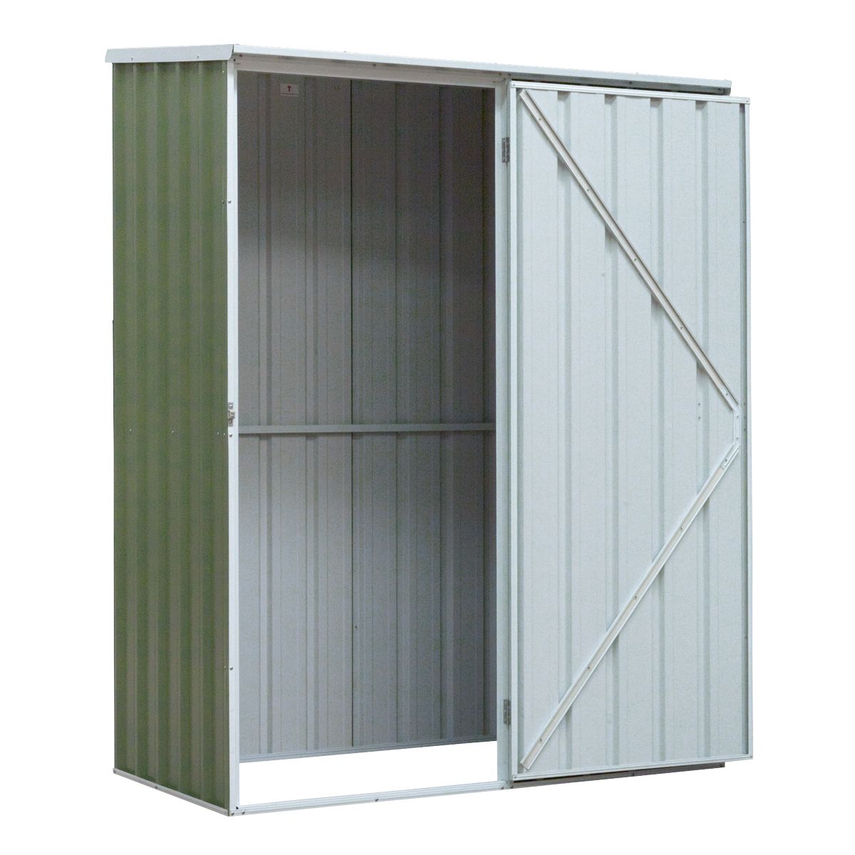 Dellonda Galvanized Steel Storage Shed with Pent Style Roof 150 x 80 x 190cm - Green - Image 3