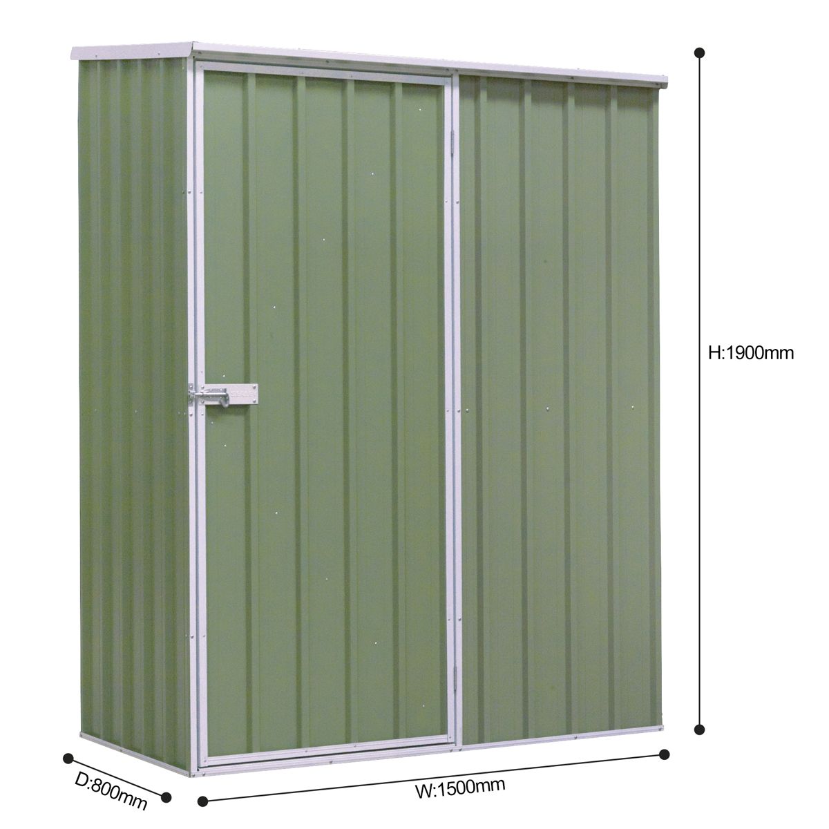 Dellonda Galvanized Steel Storage Shed with Pent Style Roof 150 x 80 x 190cm - Green - Image 5