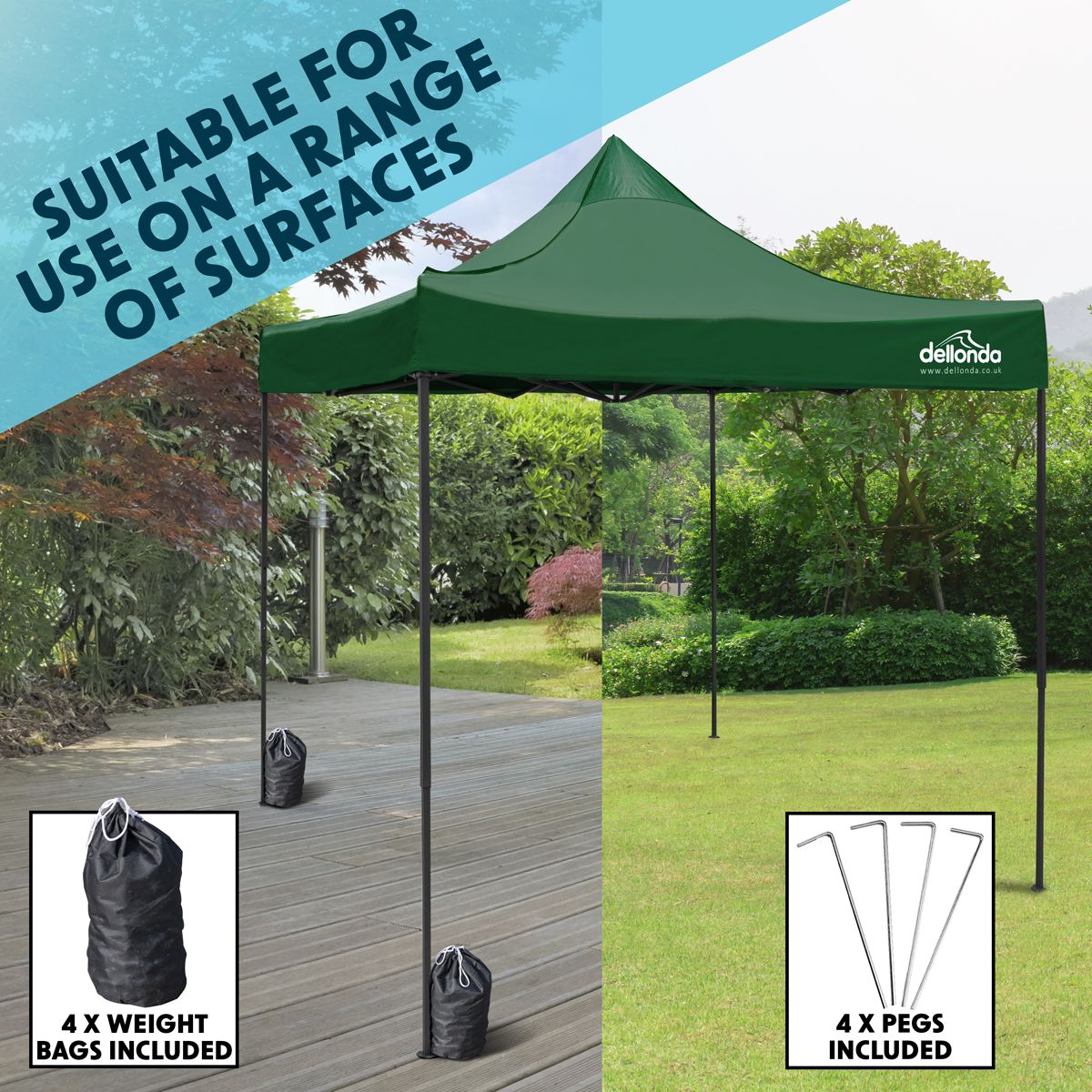 Dellonda Premium 3 x 3m Pop-Up Gazebo, - Dark Green Canopy - Image 9