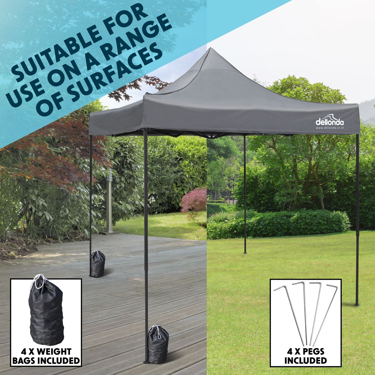 Dellonda Premium 3 x 3m Pop-Up Gazebo, - Grey Canopy - Image 4