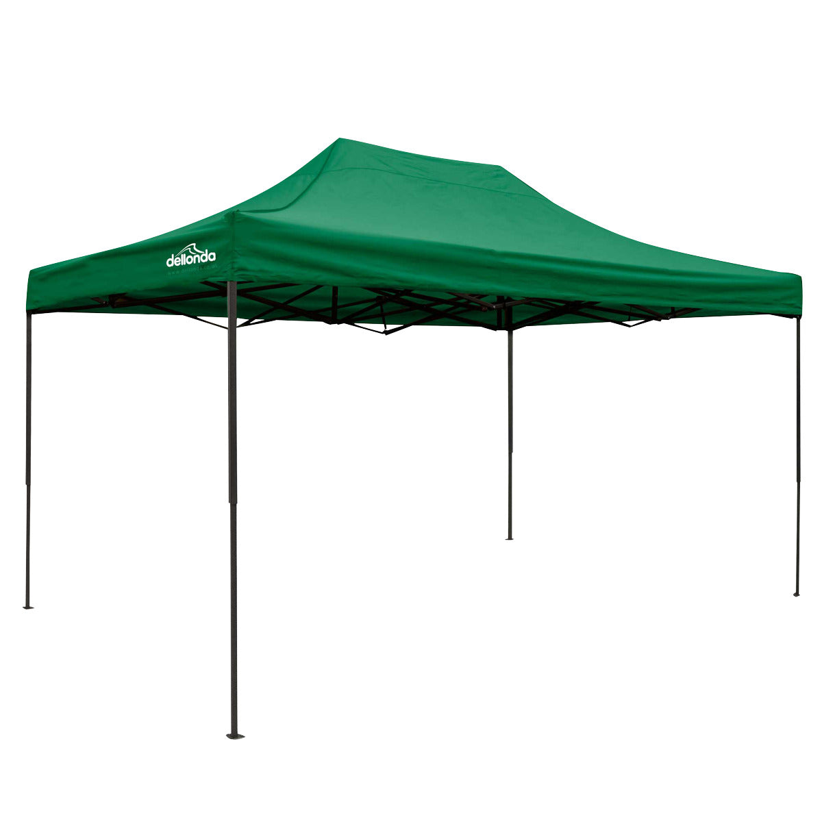 Dellonda Premium 3 x 4.5m Pop-Up Gazebo, Heavy Duty, PVC Coated, Water-Resistant Fabric, Supplied with Carry Bag, Rope, Stakes & Weight Bags - Dark Green Canopy DG136