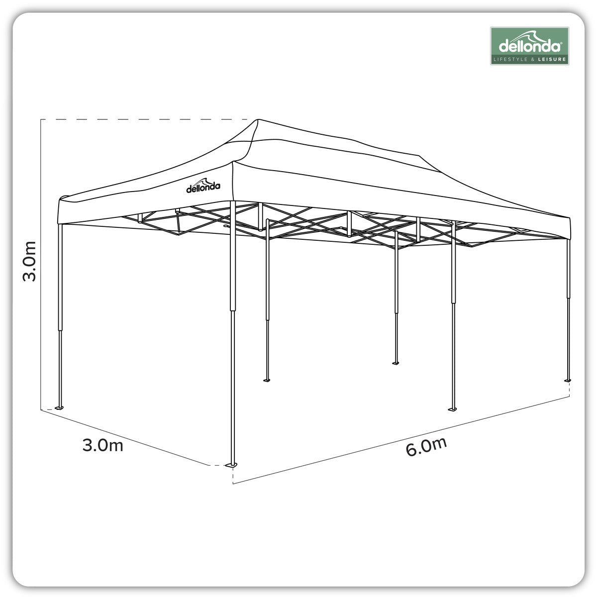 Dellonda Premium 3x6m Pop-Up Gazebo, Heavy Duty, PVC Coated, Water-Resistant Fabric Supplied with Carry Bag, Rope, Stakes & Weight Bags - Beige Canopy DG138