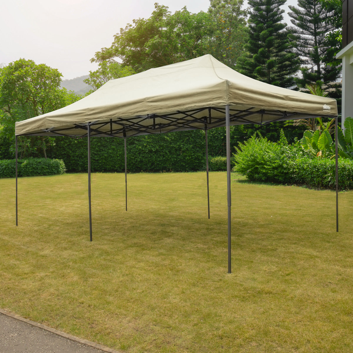 Dellonda Premium 3x6m Pop-Up Gazebo, Heavy Duty, PVC Coated, Water-Resistant Fabric Supplied with Carry Bag, Rope, Stakes & Weight Bags - Beige Canopy DG138