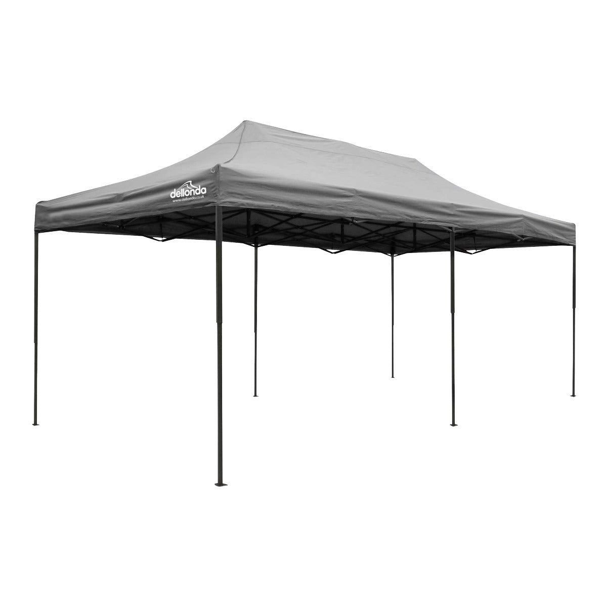Dellonda Premium 3x6m Pop-Up Gazebo, Heavy Duty, PVC Coated, Water-Resistant Fabric, Supplied with Carry Bag, Rope, Stakes & Weight Bags - Grey Canopy DG141