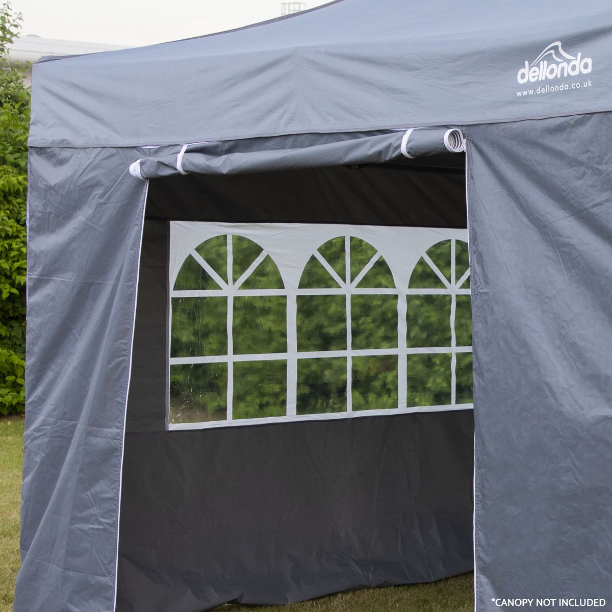 Dellonda Premium Side Walls/Doors/Windows for Gazebo/Marquee, Fits 2 x 2m Models - Grey - Image 2