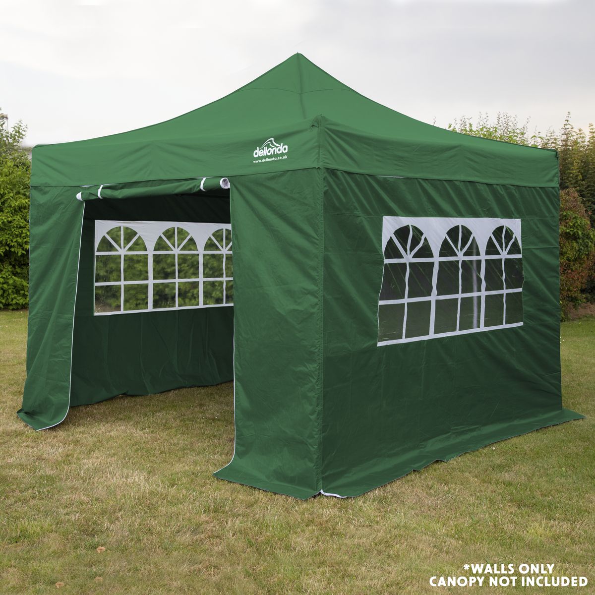 Dellonda Premium Gazebo/Marquee Side Walls/Doors/Windows, Fits 3 x 3m Models - Dark Green - Image 5