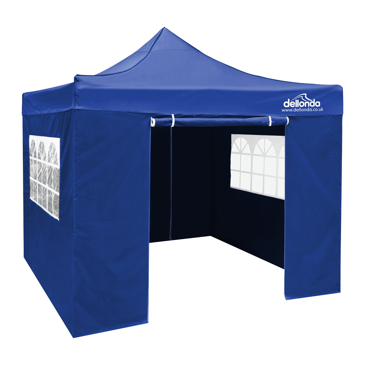 Dellonda Premium 2x2m Pop-Up Gazebo & Side Walls, PVC Coated, Water-Resistant Fabric, Supplied with Carry Bag, Rope, Stakes & Weight Bags - Blue DG161