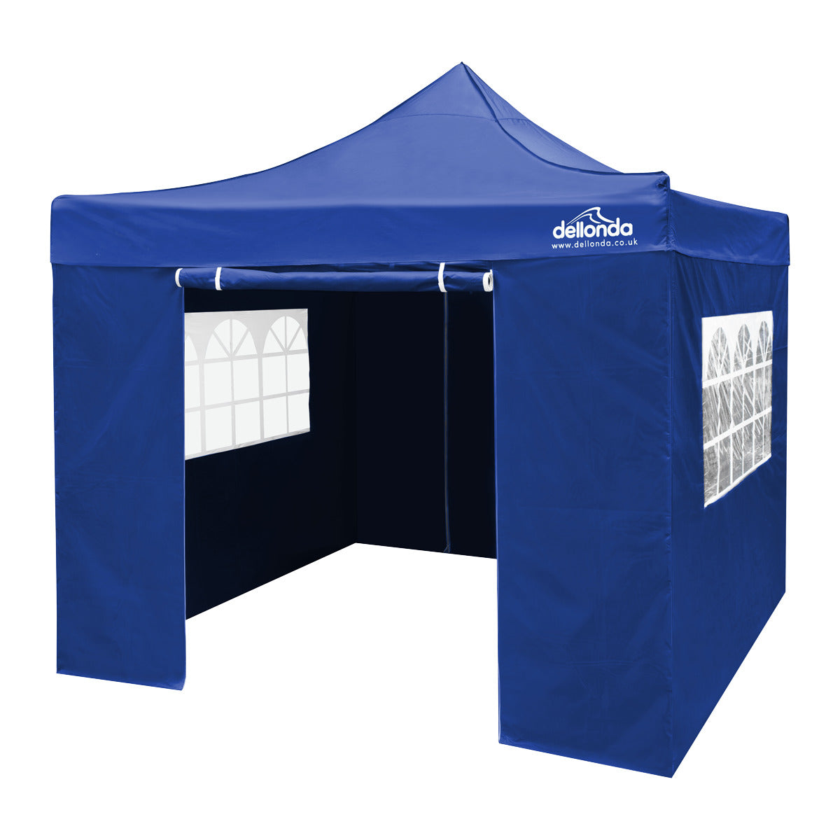Dellonda Premium 2x2m Pop-Up Gazebo & Side Walls, PVC Coated, Water-Resistant Fabric, Supplied with Carry Bag, Rope, Stakes & Weight Bags - Blue DG161