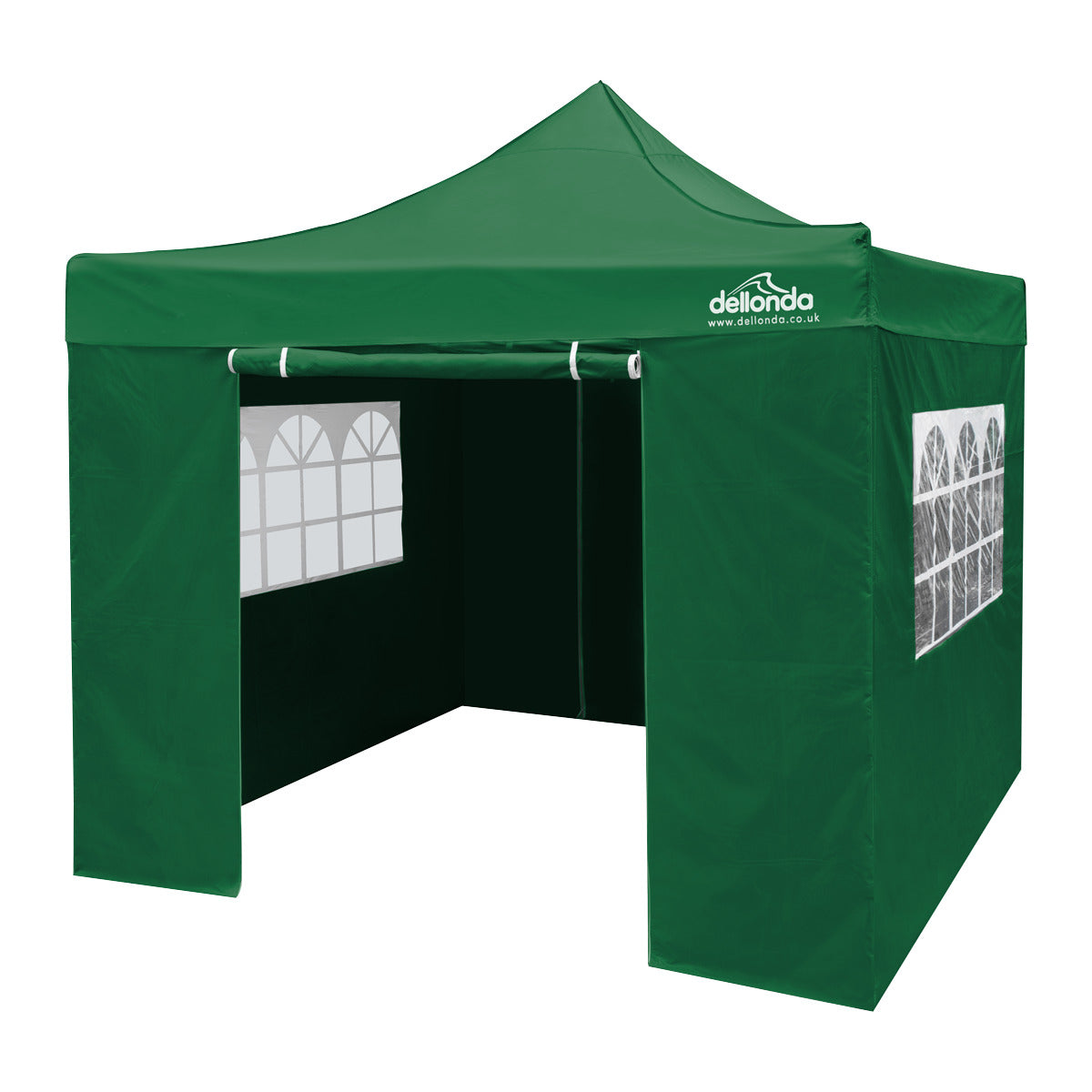 Dellonda Premium 2x2m Pop-Up Gazebo & Side Walls, PVC Coated, Water-Resistant Fabric with Carry Bag, Rope, Stakes & Weight Bags - Green DG162
