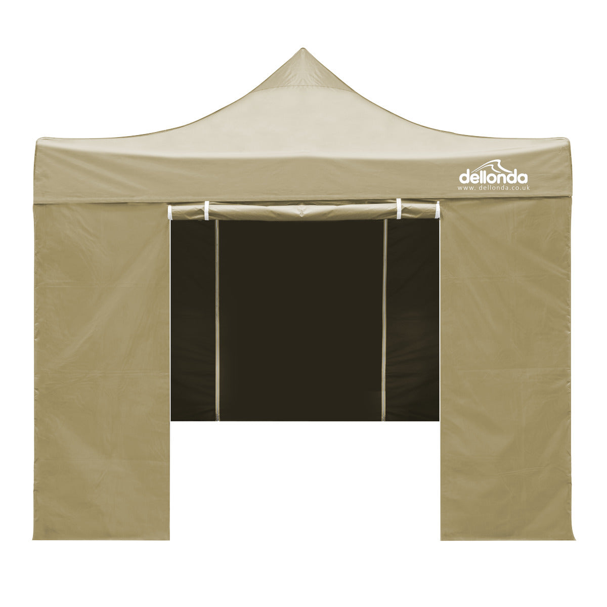 Dellonda Premium 3x3m Pop-Up Gazebo & Side Walls, PVC Coated, Water-Resistant Fabric with Carry Bag, Rope, Stakes & Weight Bags - Beige DG164