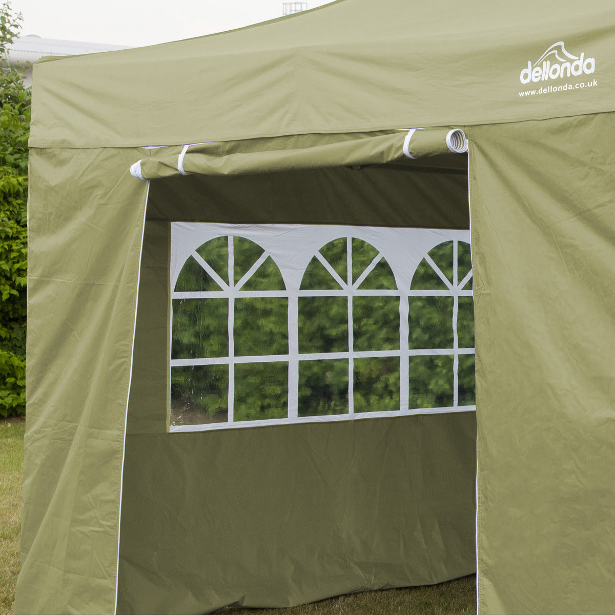 Dellonda Premium 3x3m Pop-Up Gazebo & Side Walls, PVC Coated, Water-Resistant Fabric with Carry Bag, Rope, Stakes & Weight Bags - Beige DG164