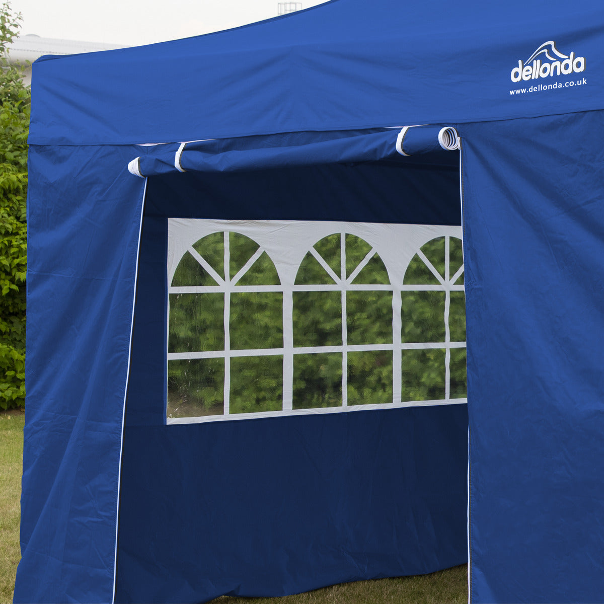 Dellonda Premium 3x3m Pop-Up Gazebo & Side Walls, PVC Coated, Water-Resistant Fabric with Carry Bag, Rope, Stakes & Weight Bags - Blue DG165