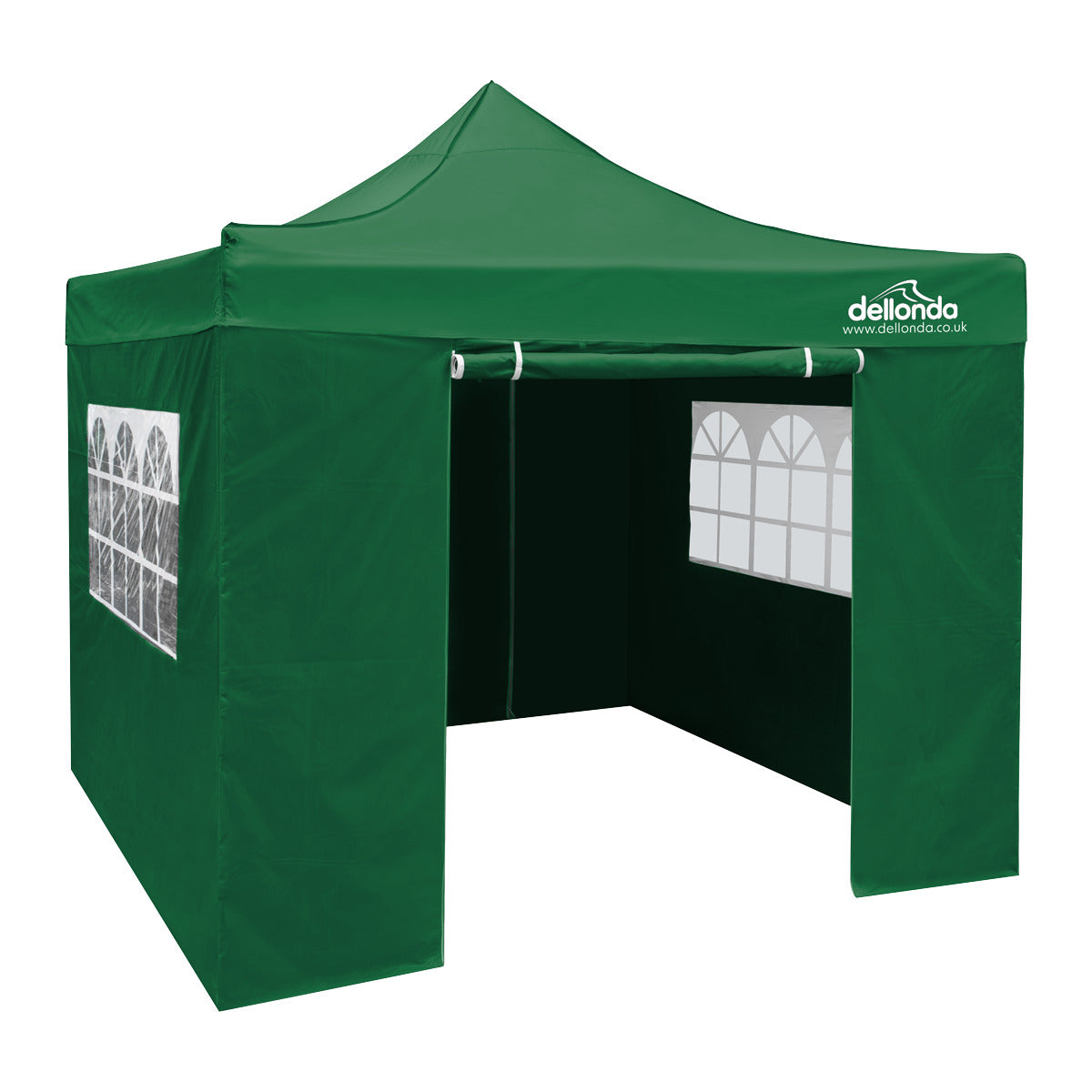 Dellonda Premium 3x3m Pop-Up Gazebo & Side Walls, PVC Coated, Water-Resistant Fabric with Carry Bag, Rope, Stakes & Weight Bags - Green DG166
