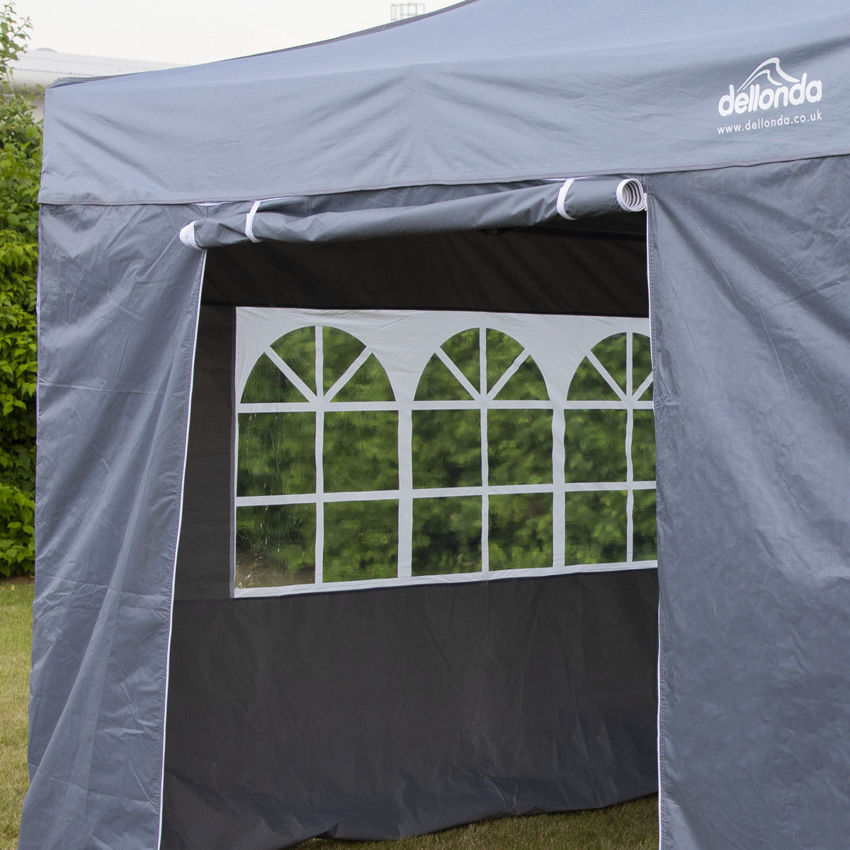 Dellonda Premium 3x3m Pop-Up Gazebo & Side Walls, PVC Coated, Water-Resistant Fabric with Carry Bag, Rope, Stakes & Weight Bags - Grey DG167