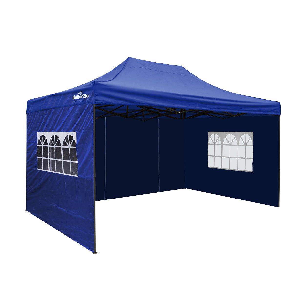Dellonda Premium 3x4.5m Pop-Up Gazebo & Side Walls, PVC Coated, Water-Resistant Fabric with Carry Bag, Rope, Stakes & Weight Bags - Blue DG169