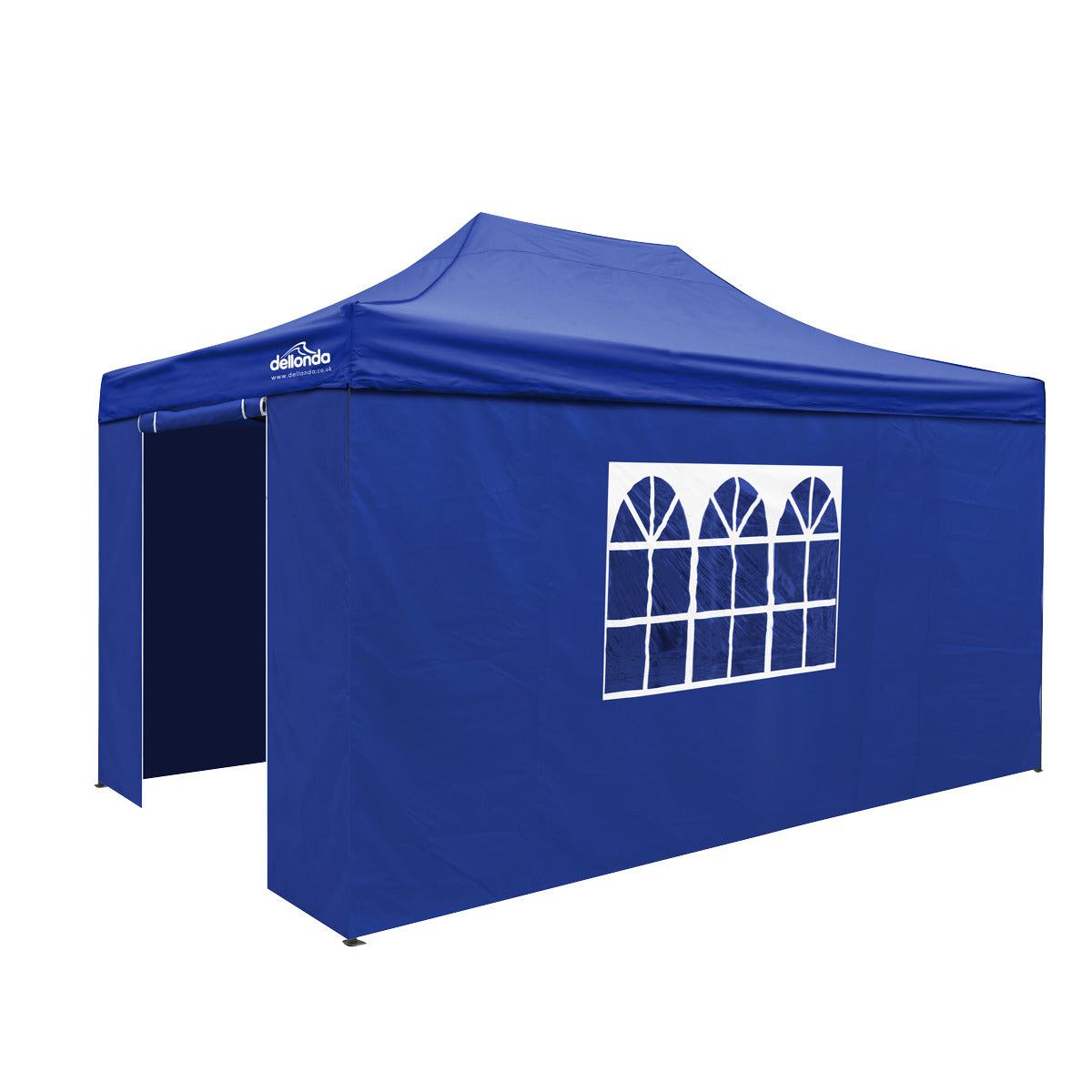 Dellonda Premium 3x4.5m Pop-Up Gazebo & Side Walls, PVC Coated, Water-Resistant Fabric with Carry Bag, Rope, Stakes & Weight Bags - Blue DG169