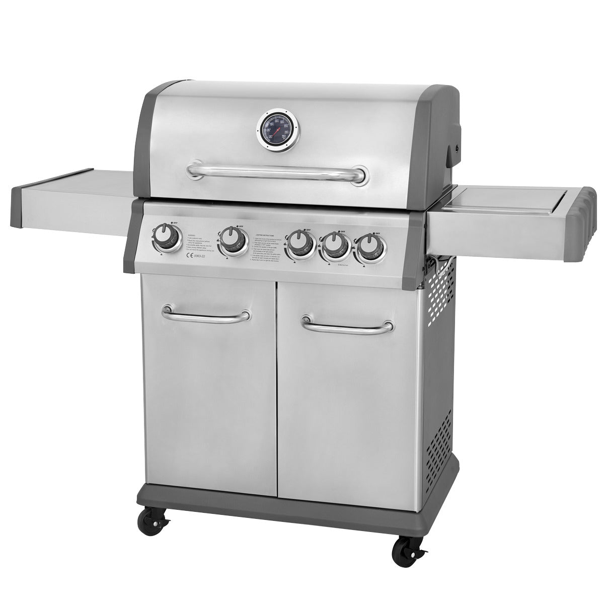 Dellonda 4+1 Burner Deluxe Gas BBQ Grill with Piezo Ignition & Thermometer - Stainless Steel DG17