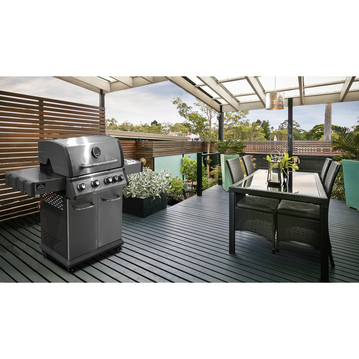 Dellonda 4+1 Burner Deluxe Gas BBQ Grill with Piezo Ignition & Thermometer - Stainless Steel DG17