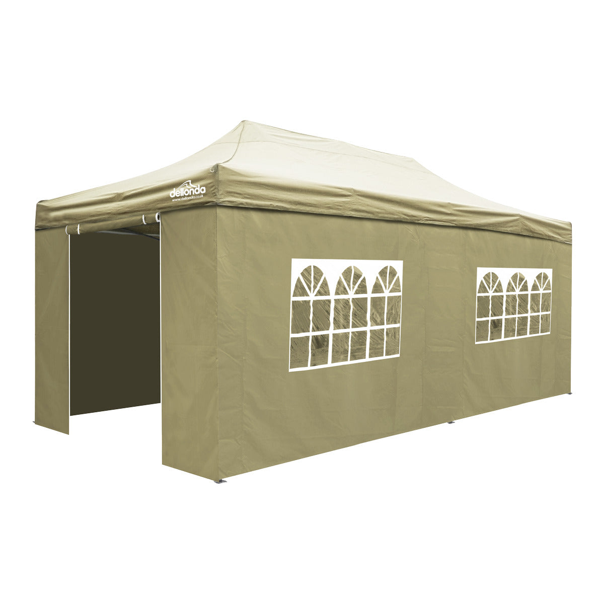 Dellonda Premium 3x6m Pop-Up Gazebo & Side Walls, PVC Coated, Water-Resistant Fabric with Carry Bag, Rope, Stakes & Weight Bags - Beige DG172