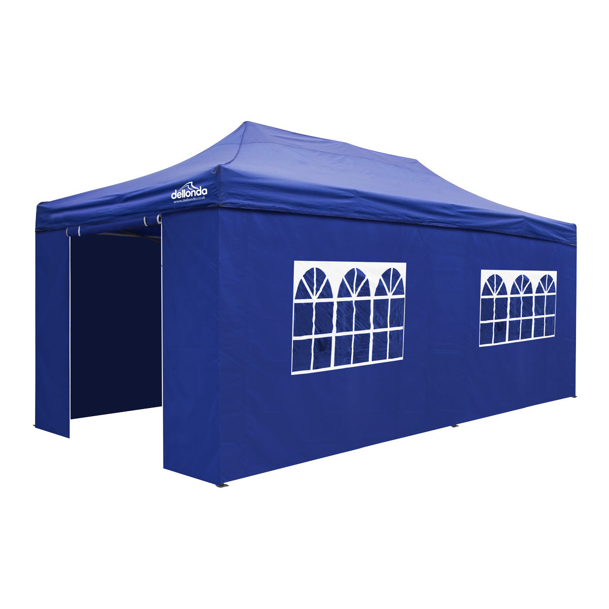Dellonda Premium 3x6m Pop-Up Gazebo & Side Walls, PVC Coated, Water-Resistant Fabric with Carry Bag, Rope, Stakes & Weight Bags - Blue Canopy - DG173 DG173