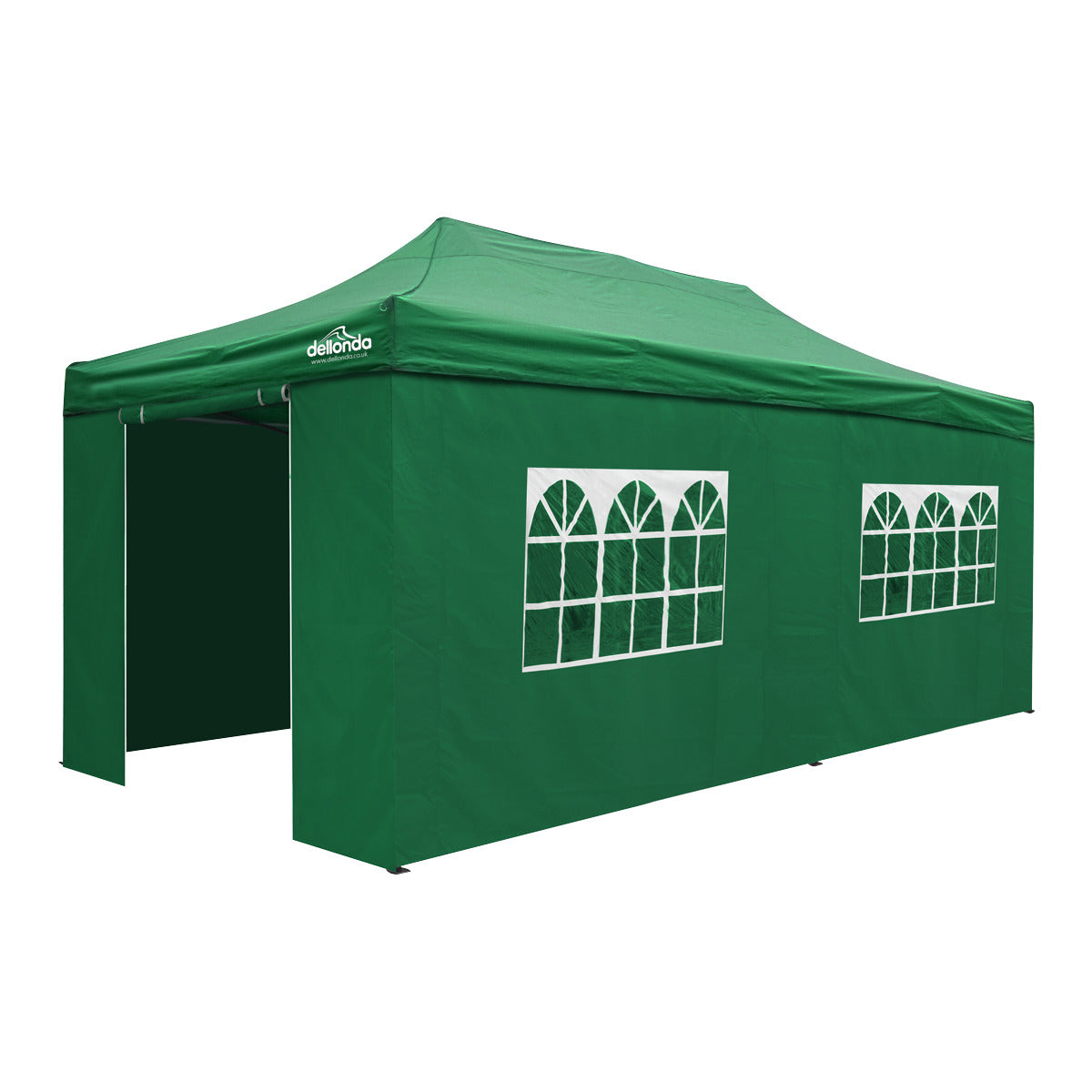 Dellonda Premium 3x6m Pop-Up Gazebo & Side Walls, PVC Coated, Water-Resistant Fabric with Carry Bag, Rope, Stakes & Weight Bags - Green DG174