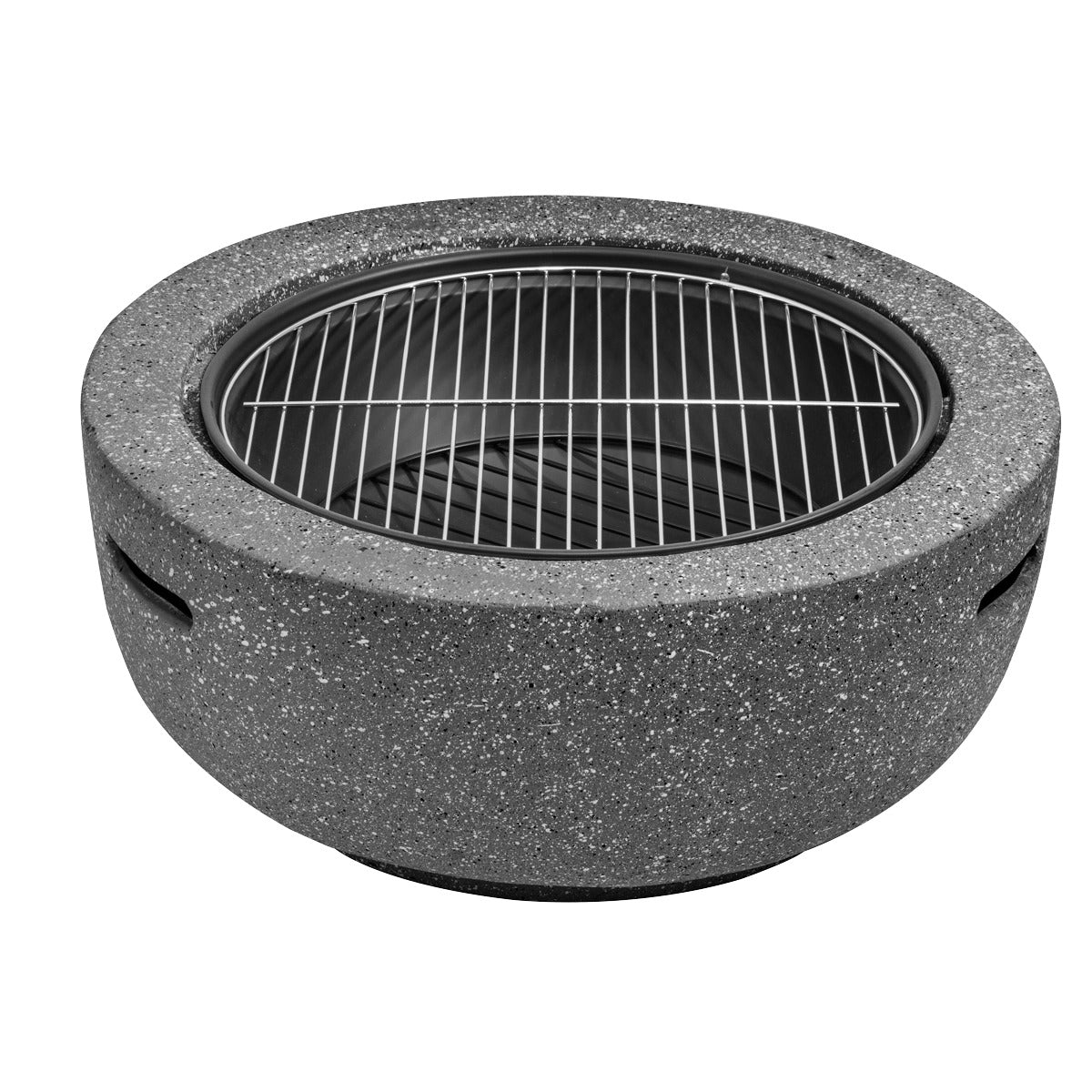 Dellonda Round MgO Fire Pit with BBQ Grill & Safety Mesh Screen 60cm - Dark Grey DG189