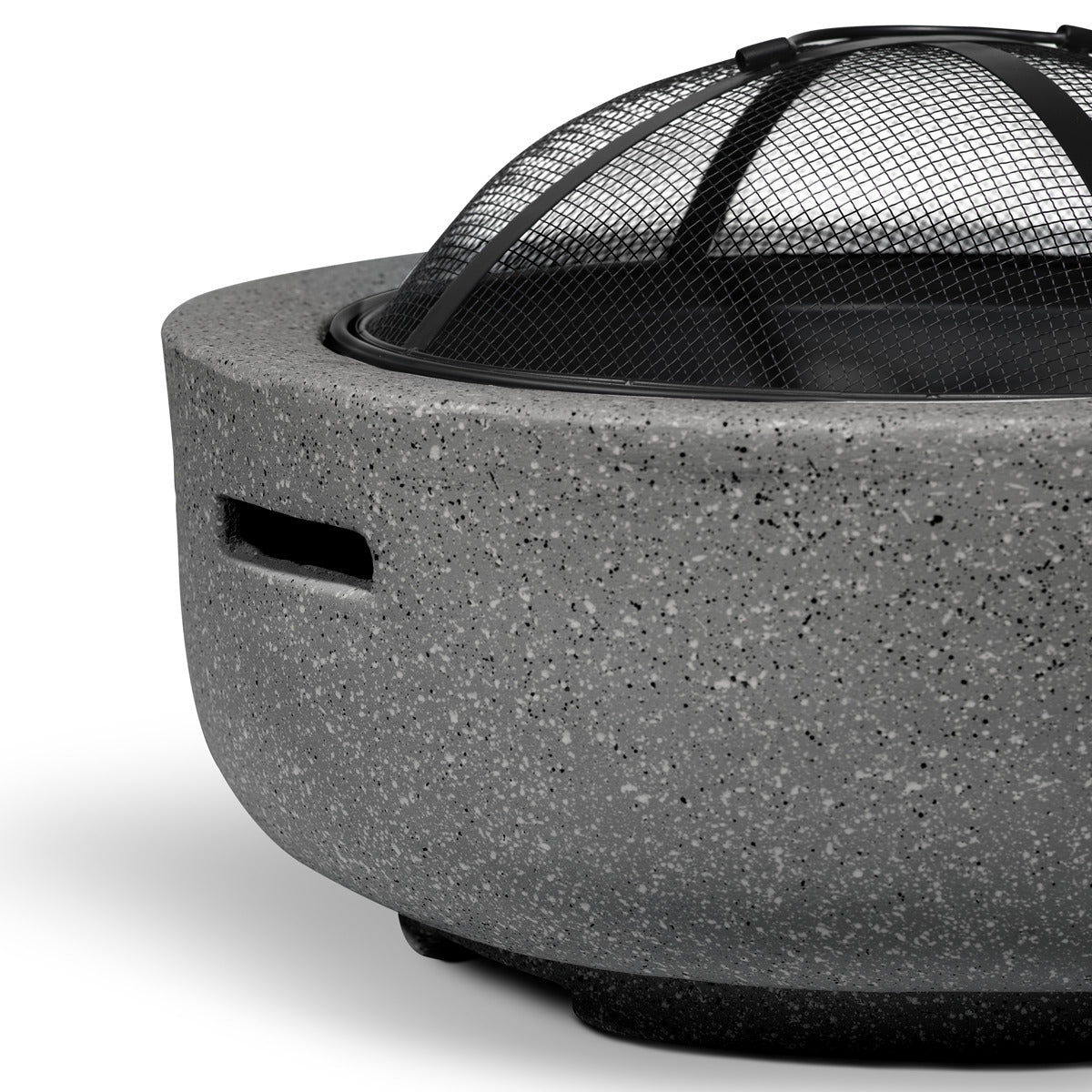 Dellonda Round MgO Fire Pit with BBQ Grill & Safety Mesh Screen 60cm - Dark Grey DG189