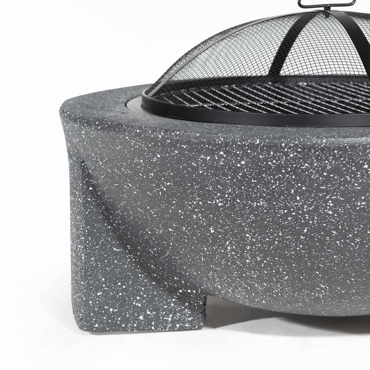Dellonda Round MgO Fire Pit with BBQ Grill & Safety Mesh Screen 75cm - Dark Grey DG191