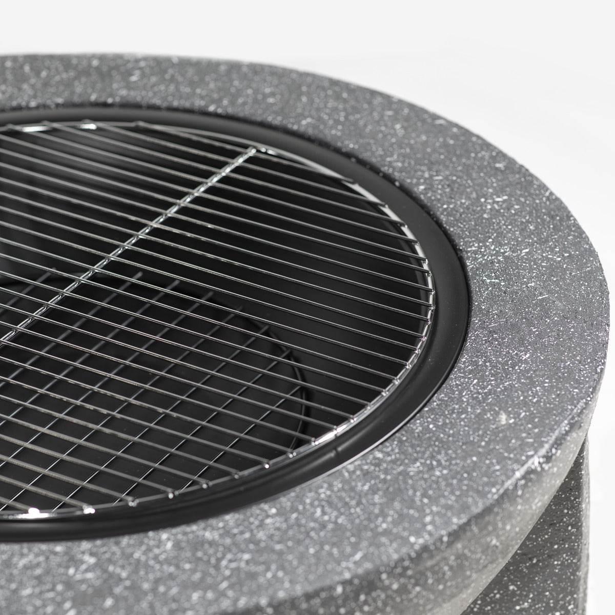 Dellonda Round MgO Fire Pit with BBQ Grill & Safety Mesh Screen 75cm - Dark Grey DG191
