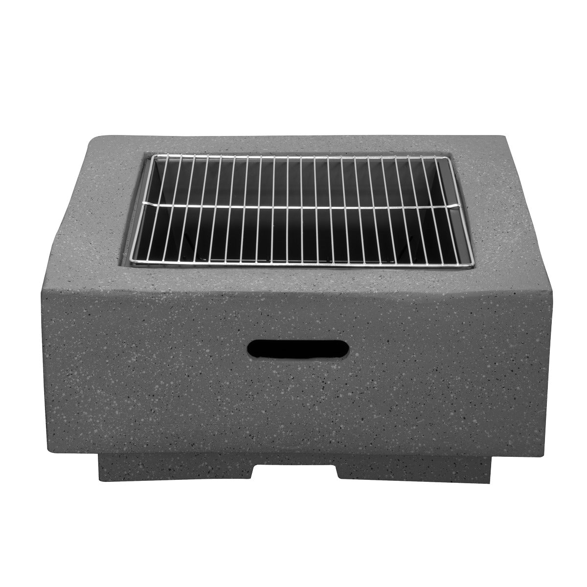 Dellonda Square MgO Fire Pit with BBQ Grill, Safety Mesh Screen - Dark Grey DG193