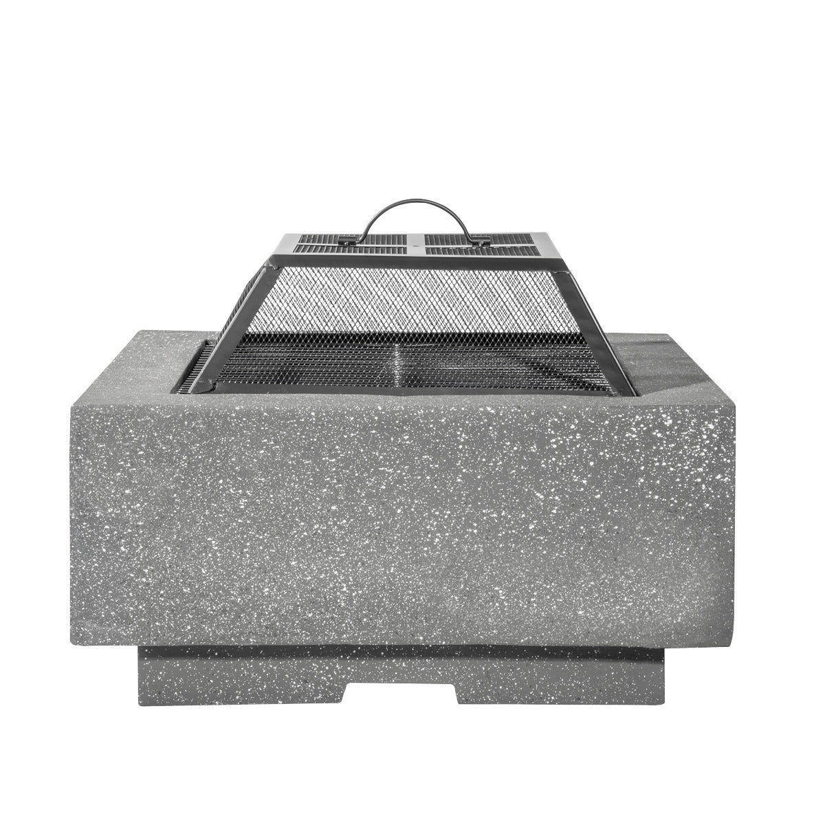 Dellonda Square MgO Fire Pit with BBQ Grill, Safety Mesh Screen - Dark Grey DG193