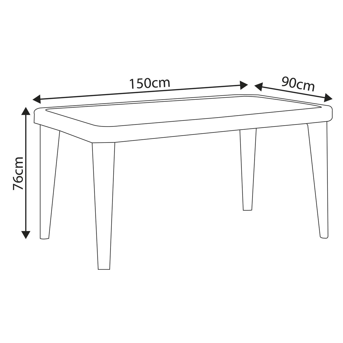 Dellonda Polypropylene/Fibreglass Dining Tables 150 x 90 x 76cm - Ivory White - Image 3