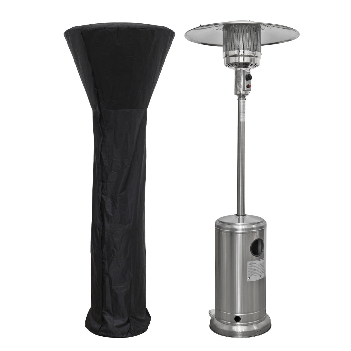 Dellonda Freestanding Gas Patio Heater 13kW with Wheels Supplied with Cover, Stainless Steel DG221